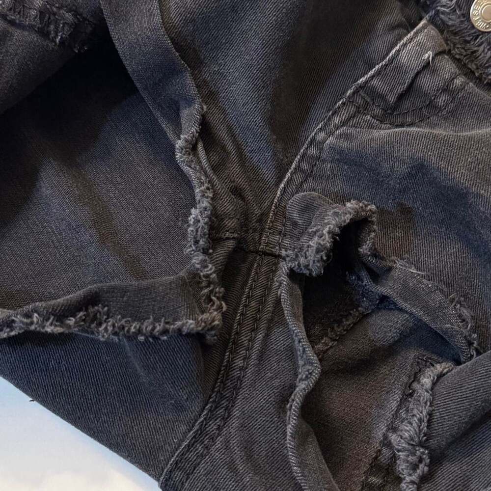 VTG Y2K Wet Seal Black Micro Denim Booty Shorts Whimsigoth Festival - Picture 6 of 7